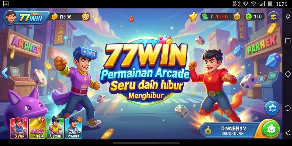Screenshot gameplay 77WIN dengan aksi arcade yang seru.