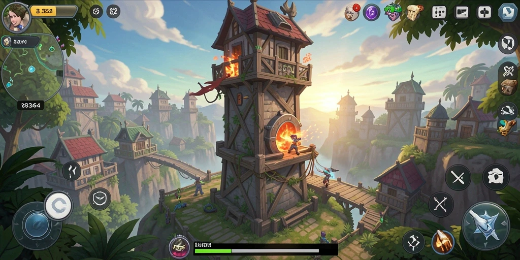 Screenshot 8364 menampilkan aksi seru dalam permainan Tower Defense.