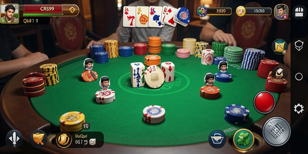 Tampilan utama gameplay CRS99 dalam aksi QiuQiu.