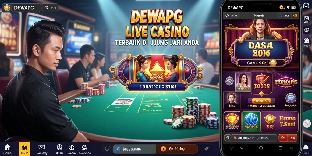 Screenshot gameplay DEWAPG yang menampilkan dealer langsung dan suasana kasino.