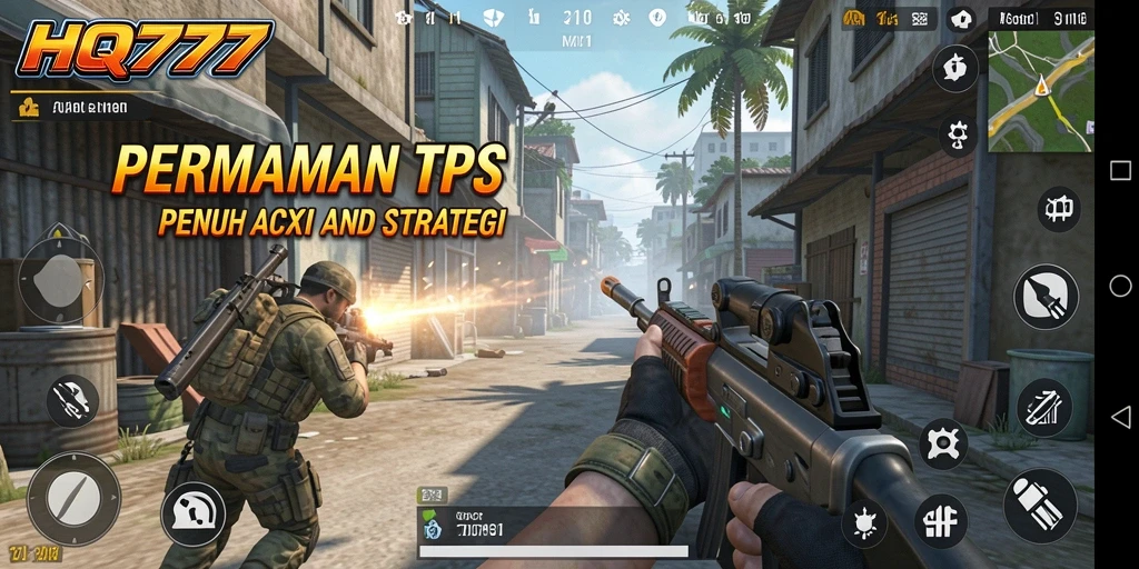 Screenshot menunjukkan aksi intens dalam mode TPS HQ777.