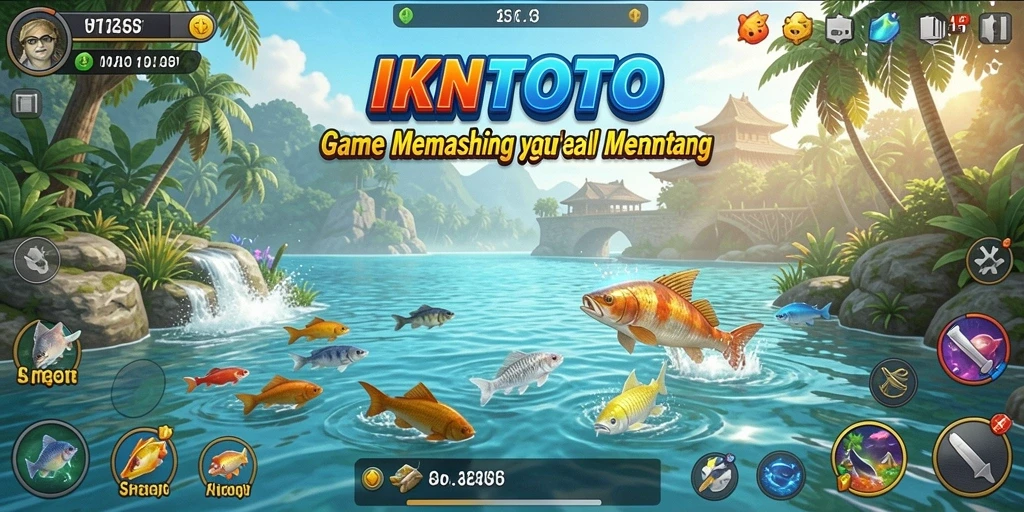 Screenshot utama IKNTOTO menampilkan aksi memancing yang mendebarkan.