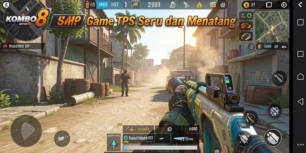 Tampilan gameplay seru dari KOMBO88 dengan aksi tembak-menembak yang intens.