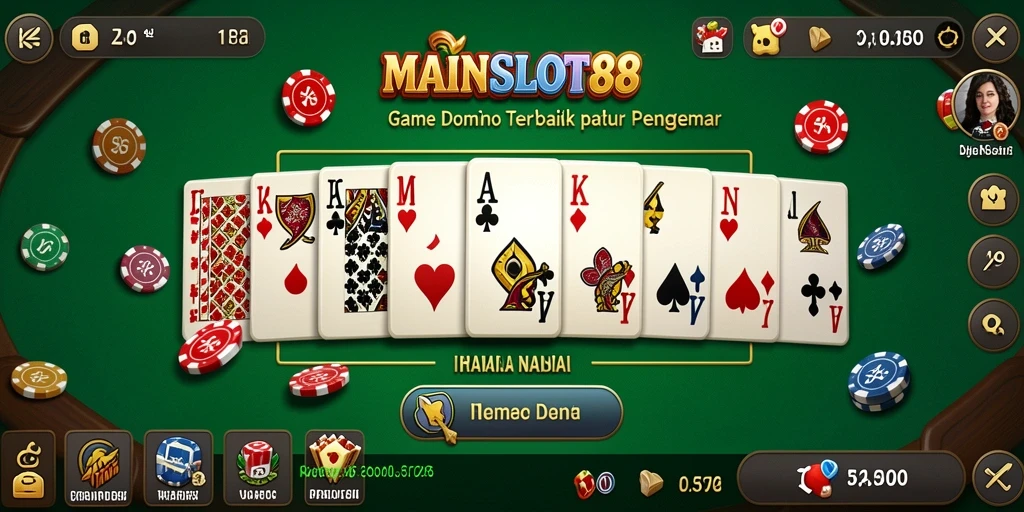 Screenshot utama MAINSLOT88 menampilkan permainan Domino yang seru dan interaktif.