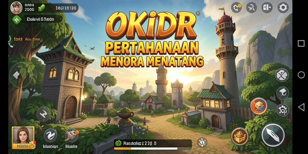 Tampilan gameplay seru di OKIDR dengan strategi Tower Defense.