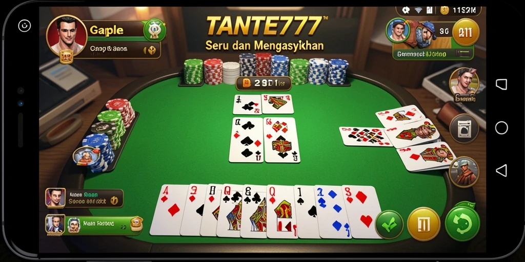 Tampilan gameplay TANTE777 yang seru dan menyenangkan saat bermain Gaple.